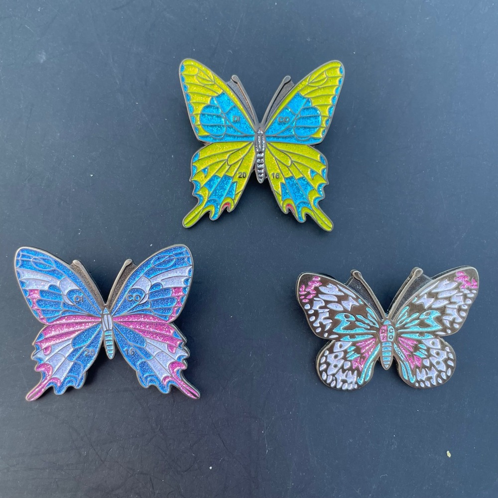 Destination Imagination Colorado 2016 Butterfly Trading Pin Set Glitter 3pc